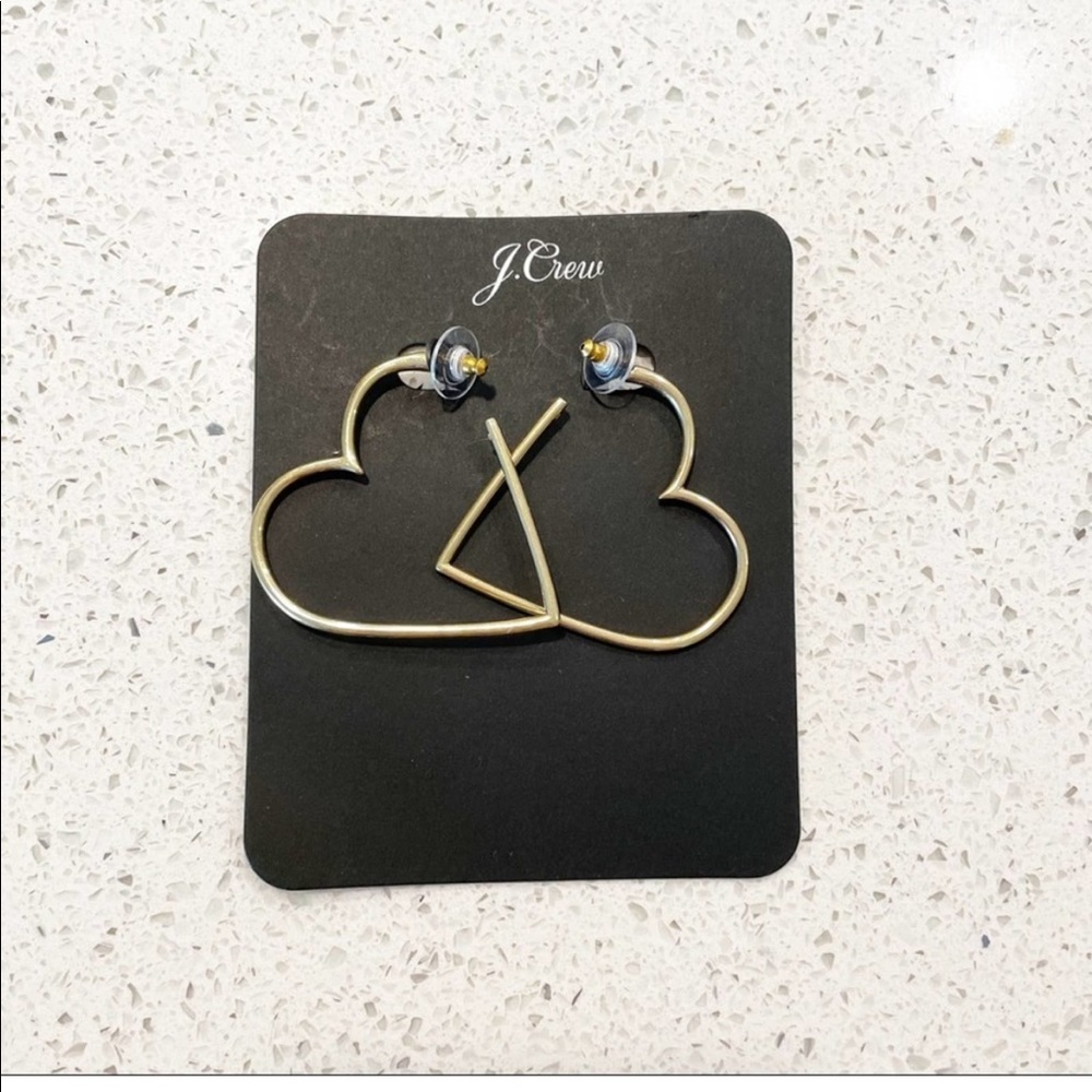 NWT J. Crew Heart Hoop Earrings Gold